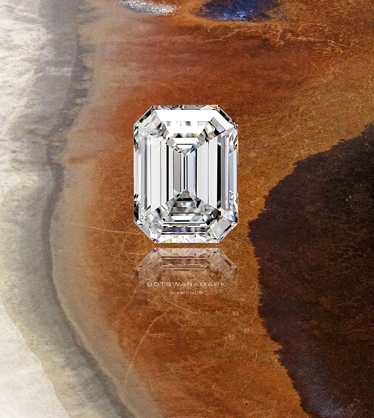 A Botswanamark diamond and its reflection on Botswana's earth