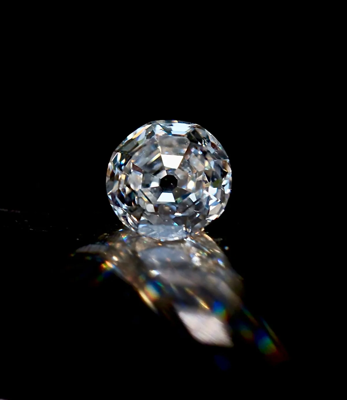 A custom-cut diamond catching the light